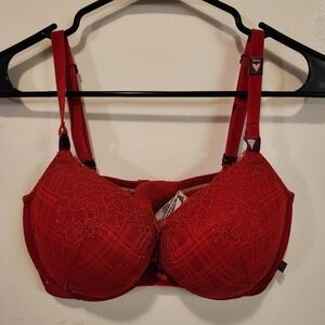 Victoria's Secret Red Lace "T-Shirt" Push Up Bra 36DD